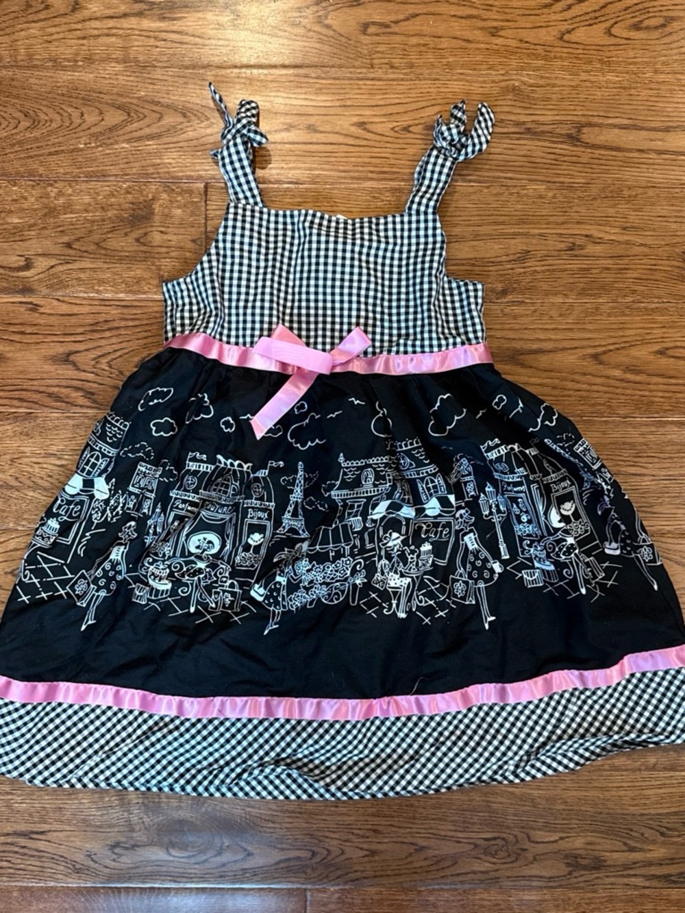 Blueberi Boulevard Black & White Gingham Top with Knotted Straps
